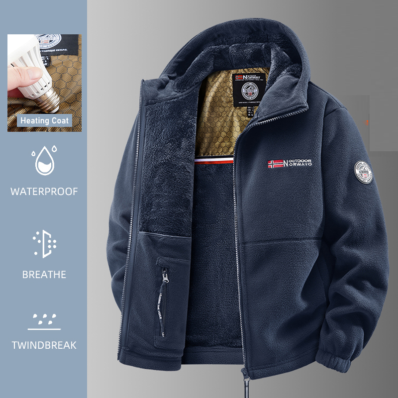 Mountain Biking Jacket - Men Heated Jacket Winter Polar Fleece