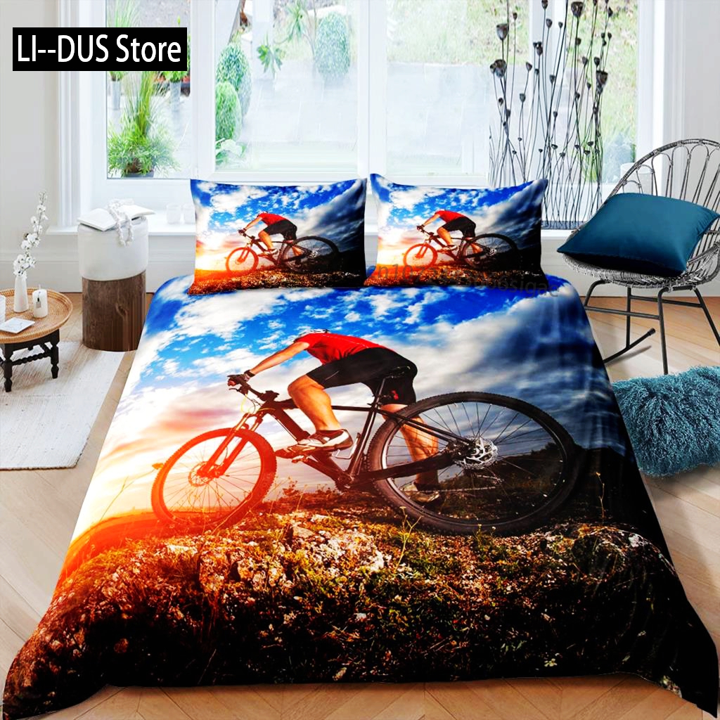 Mountain Biking Game - Bicycle Duvet Cover Set Microfiber Mountain